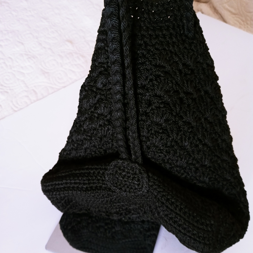 Giannini Black Mini Crocheted Drawstrings Shoulde… - image 4